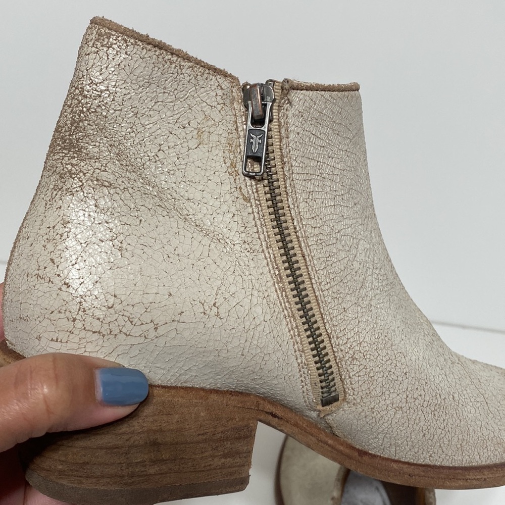 Frye Carson Piping Booties Off White Cream Distressed Color - Picture 7 of 17